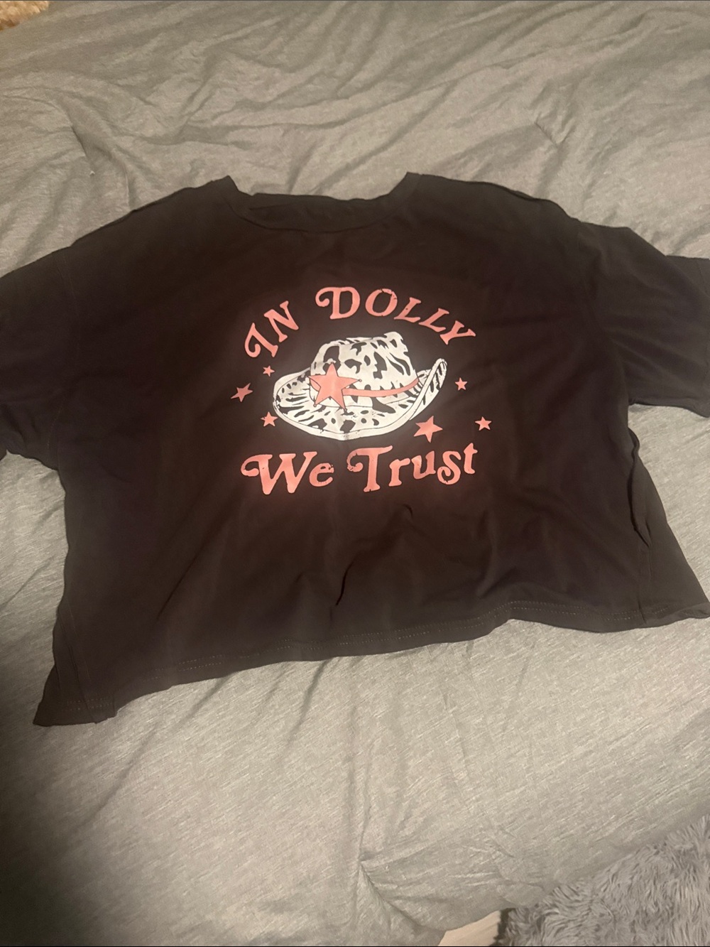 Dolly Graphic Crop Tee - Black with Pink Print